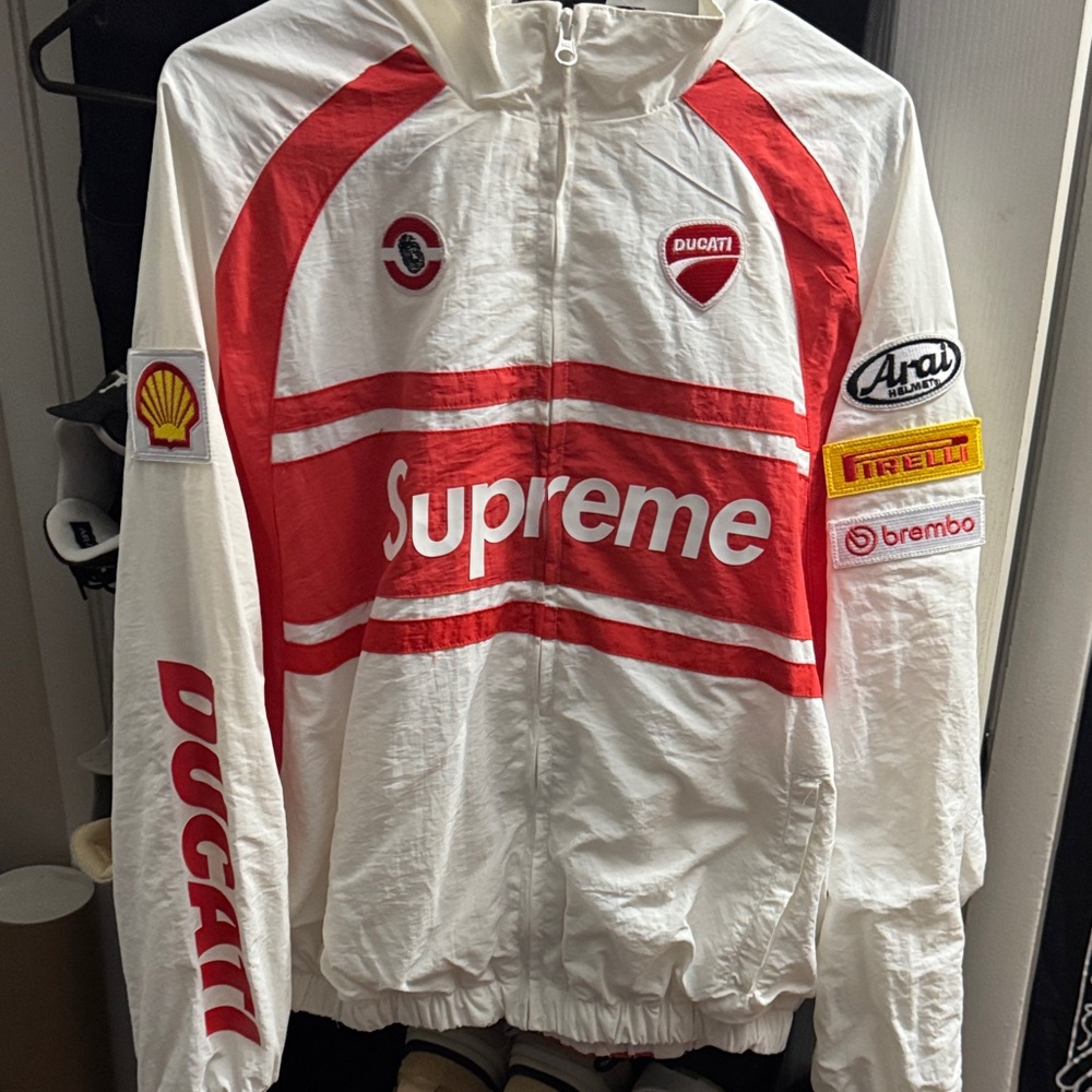 Supreme Ducati Red and White Racing Jacket. Men’s Small.  Not auth. Read